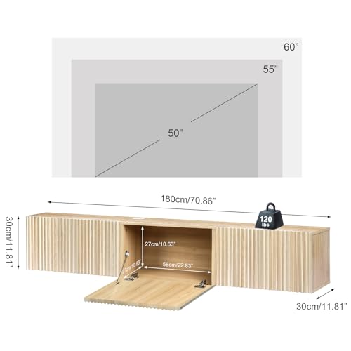 Floating TV Stand, Modern Wall Mount Entertainment Center TV Shelf, view 3