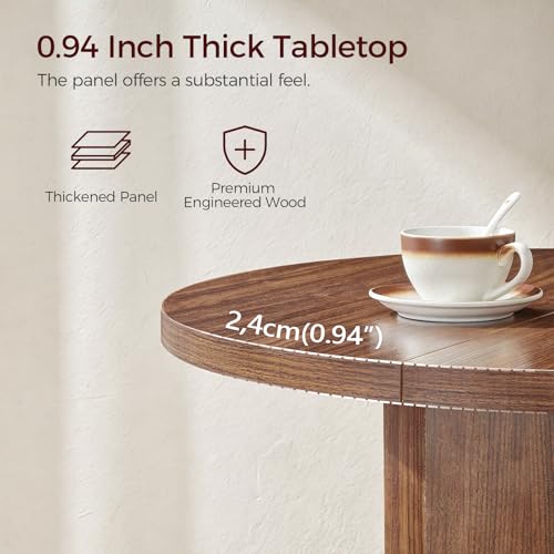 31.5" Round Dining Table with Storage Shelf for 2-3, Circle Kitchen Dinner Table with Thick Tabletop, for Small Spaces, Circle Nook Table for Kitchen & Dining Room, Walnut DTWA8501