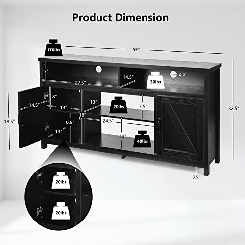 Modern Farmhouse TV Stand, 59-Inch Storage Cabinet for TVs Up to 65 Inches, view 5