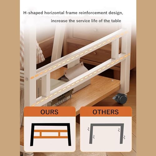 Rolling Computer Desk, 47.2 Inch Small Desks For Small Space, Portable Small Computer Desk with Monitor Stand & 3-Tier Storage, Portable Desk on Wheels for Writing, Home Office, Small Desk for Bedroom