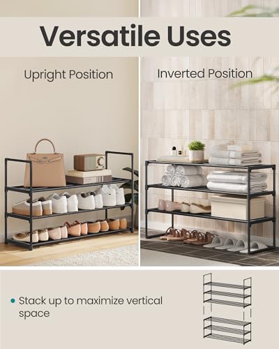 Shoe Rack, 3-Tier Shoe Organizer, Metal Storage Shelf, view 5