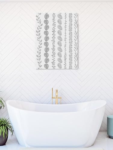 NuYeBiofx Watercolor Gray Monstera Palm Leaf Canvas Wall Art Prints,48"x32" Framed Picture Artwork Summer Leaves Plant Printed Canvas Oil Painting for Living Room Bedroom Office,Ready to Hang
