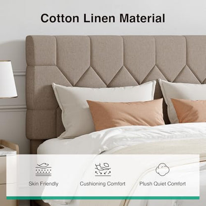 Queen Bed Frame with Headboard, Bed Frame Queen Size with Wood Slats Support, view 5