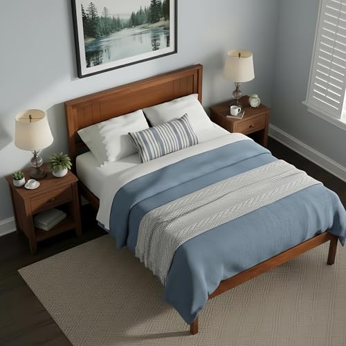 Full Size Wood Platform Bed Frame with Headboard, view 4