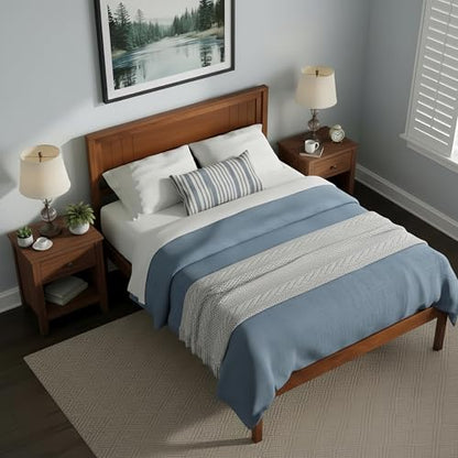 Full Size Wood Platform Bed Frame with Headboard, view 4