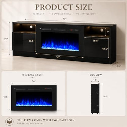 70" Fireplace TV Stand for TVs Up to 80", view 3