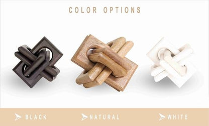 Boho Wooden Chain Links Decorative Object for Coffee Table & Shelf | Handmade Mango Wood Knot Sculpture | Rustic Modern Arch Décor for Living Room, Entryway, Console,Office Home Accent (Black)