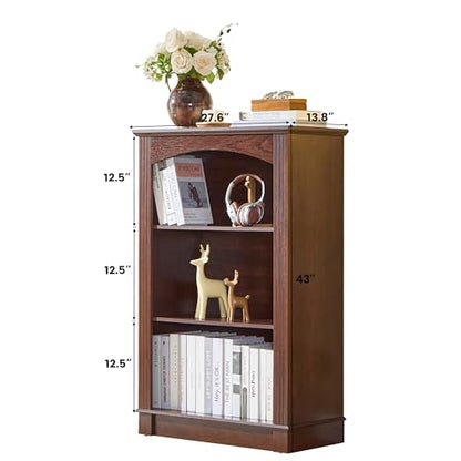 Small Bookshelf, 3 Tier Bookcase and Kids Bookshelf, Cherry Storage Cabinet with Wooden Cube Storage Organizer, Modern Book Shelf for Bedroom Furniture, Living Room, Office, Toy Organizer Cabinet