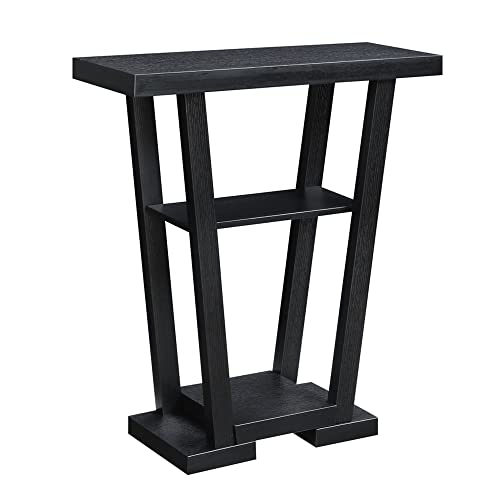 Newport V Console Table 31.5" - Modern Sofa Table with Storage Shelves, Narrow Entryway Hall Table for Living Room, Display Accent Table, Black