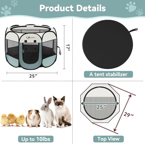 Dog Cat Playpen, Puppy Pet Playpen Indoor for Small Dog Crate Tent Cage Outdoor, view 4