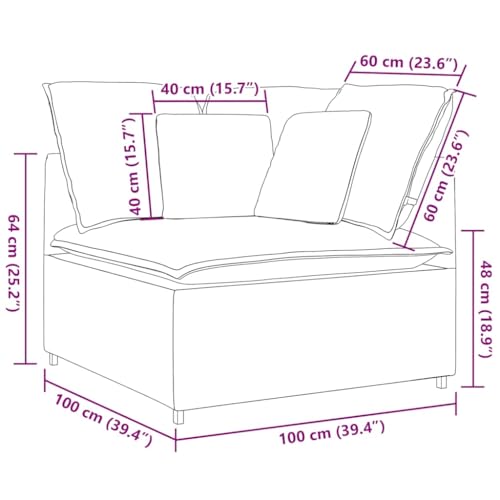 Modular Corner Sofa Module, Modern Fabric Accent Chair for Living Room, Charcoal Gray Upholstered Seat with Deep Cushions, 39.4 Inch Square Modular Furniture, Easy Setup