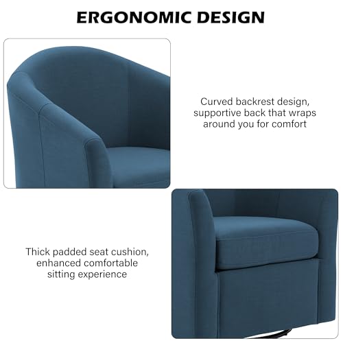 Swivel Accent Chair Armchair, Modern Round Single Sofa Seating Comfy Reading Barrel Chairs for Living Room Bedroom (Blue, Set of 2)