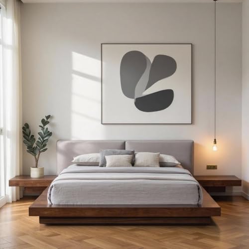 Acacia Wood Queen Bed Frame with Walnut Finish, view 3