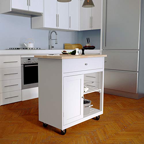 Rolling Kitchen Island with Storage - Transitional Design, Gray Finish - Ideal for Kitchen, Dining Room (KA1125734)