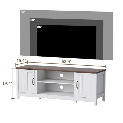 54" Farmhouse TV Stand with Storage Cabinet and Open Shelves, view 3