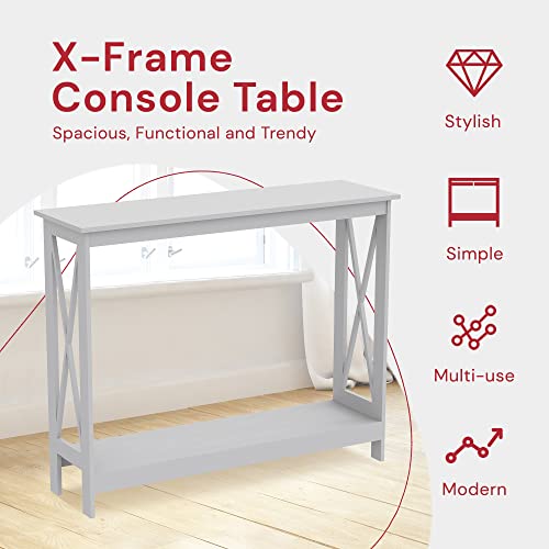 & Co. - Gray Console Table, 2-Layer Entryway Table, Console Tables for Entryway, Use As Doorway Table, Sofa Table, or Accent Furniture for Decorating Foyer, 12 x 31.5 x 39.5 Inches