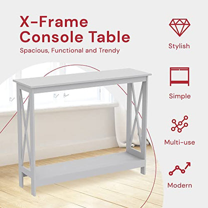 & Co. - Gray Console Table, 2-Layer Entryway Table, Console Tables for Entryway, Use As Doorway Table, Sofa Table, or Accent Furniture for Decorating Foyer, 12 x 31.5 x 39.5 Inches