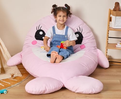 Bean Bag Chair Floor Bean Bag for Kids Playroom Living Room Pink | Cute Animal bean bag chair Floor Cushion Mat Seating Washable Removable Cover Dolphin Reading Gaming Chair Bedroom Classroom
