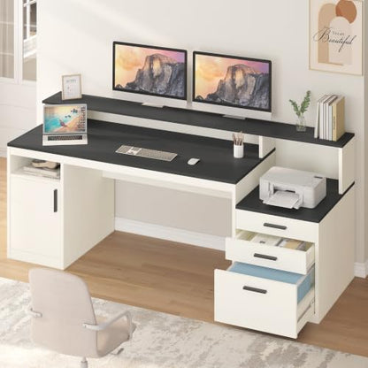 65" Computer Desk with 3 Drawers & Printer Shelf for Home Office, view 2