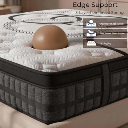 Full Size Mattress 12 Inch Full Mattress Hybrid with Memory Foam and Pocket Springs for Motion Isolation Breathable and Cooling Comfort Medium Firm Support Fiberglass Free