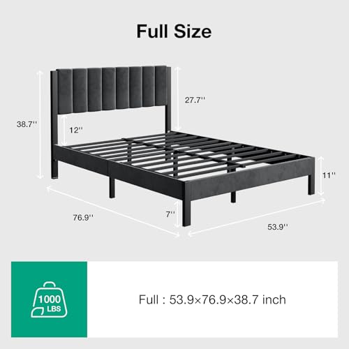 Full Bed Frame with Piano Keys Headboard and Footboard, view 3