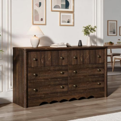 6 Drawer Dresser for Bedroom, 47.2" Wide Fluted Dresser, view 7