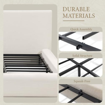 Queen Cloud Bed Frame, Upholstered Platform Bed Frame with Headboard, view 5