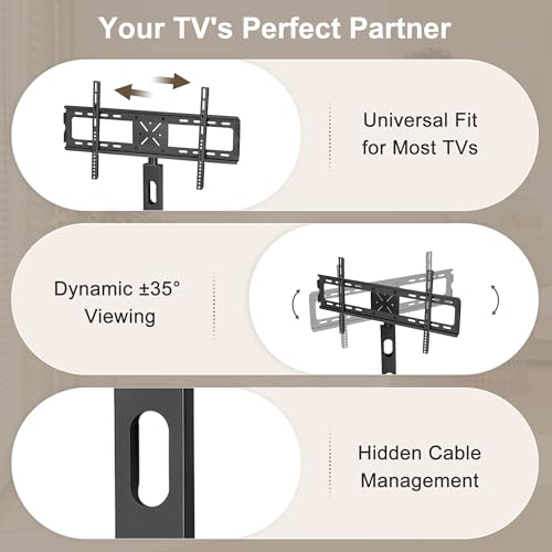 TV Stand with Mount, Universal Swivel TV Console for 32-75 inch TVs, view 6