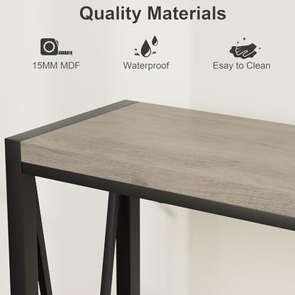 GAOMON Console Table, 2-Tier Entryway Table with Storage, 43" Narrow Sofa Table with V Design, Industrial Console Table for Entryway, Living Room, Hallway, Foyer, Corridor, Office-Grey