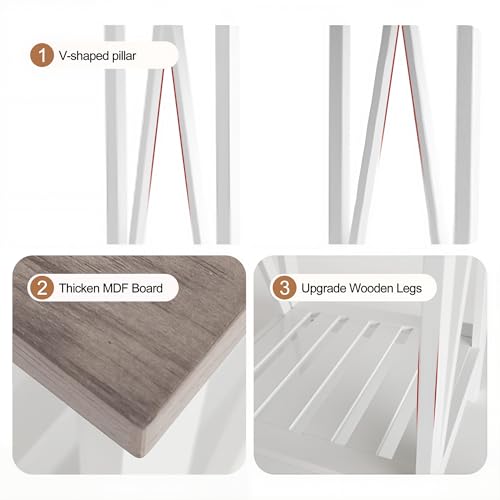 Farmhouse Square End Table, Accent Side Table with Slats Design, Sofa Side Table with Sturdy Frame for Living Room, Oak Grey