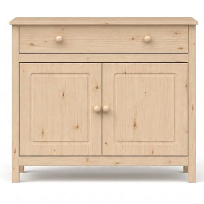 44" Wide Solid Pine Shaker Sideboard Buffet Cabinet — 2 Doors with Adjustable, view 4