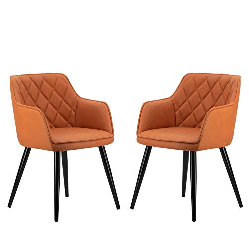 A&B Home Furniture Modern Accent Chair Dining Chairs with Arm Seat Soft Back for Living Room Dining Room Kitchen Set of 2 Orange