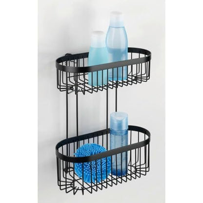Classic Plus Black Steel Wall Shelf with Hooks, 35 x 10.5 x 12.5 cm, Black, 26,5 x 33 x 14,5 cm