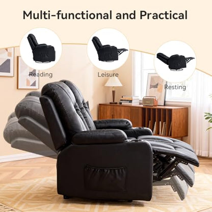 Living Room Furniture Set,Faux Leather Manual Recliner Sofa Sets with Cup Holders,Reclining Couch,Loveseat and Armchair,3+2,Black