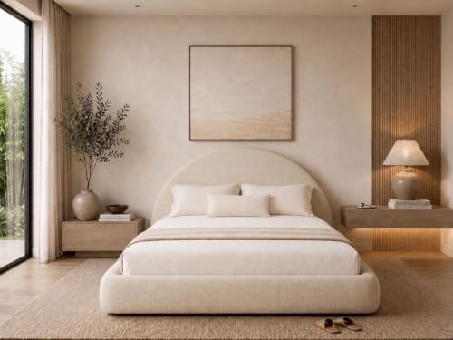 New Round Bed Upholstered Bed Frame –Washable Zip Cover, view 2