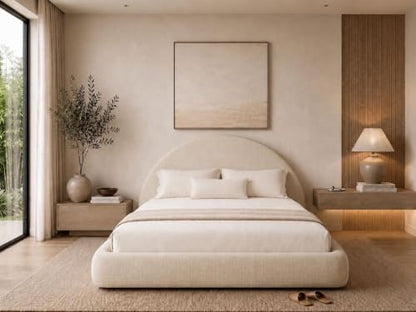 New Round Bed Upholstered Bed Frame –Washable Zip Cover, view 2