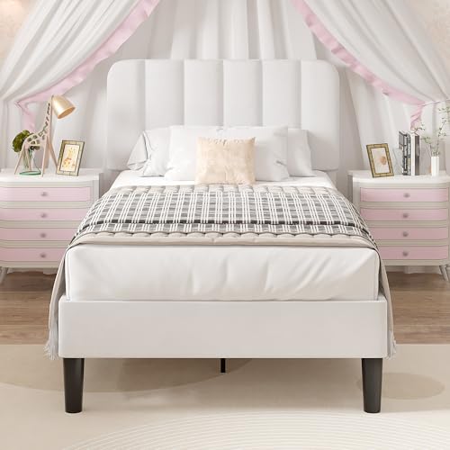 Twin Size Bed Frame with Upholstered Headboard, view 3