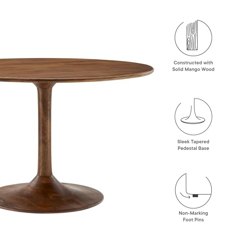 Lippa 48Inch Round Dining Table Solid Wood Walnut Finish Modern Kitchen Room Entertaining Home Furniture Quality Stylish Elegant Durable Refined Versatile Contemporary
