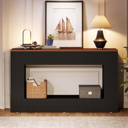 Tribesigns Modern Console Table, 55-Inch Wood Entryway Table with Storage, Narrow Long Sofa Table Behind Couch Table for Living Room, Foyer, Hallway, Black