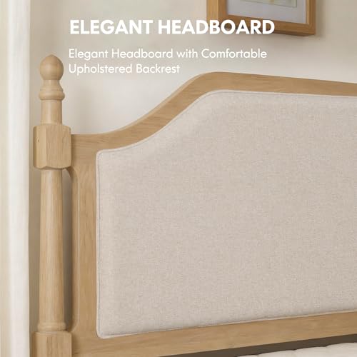 Queen Size Platform Bed Frame with Upholstered Headboard for Bedroom, view 5