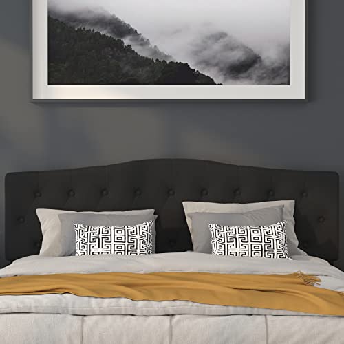 Cambridge Tufted Upholstered King Size Headboard in Black Fabric