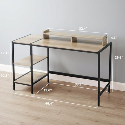 47-inch Computer Desk with Storage Shelf - Gray Ideal Gaming Desk for Bedrooms, Small Spaces, and Home Offices Modern Writing Desk for PCs.