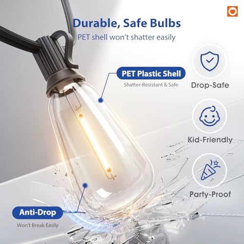 100FT LED Outdoor String Lights with Remote Waterproof Patio Lights with, view 6