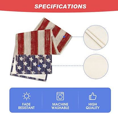 American Flag Stars and Stripes 4th of July Table Runner,Memorial Day Kitchen Dining Table Decoration for Home Party Decor 13x72 Inch