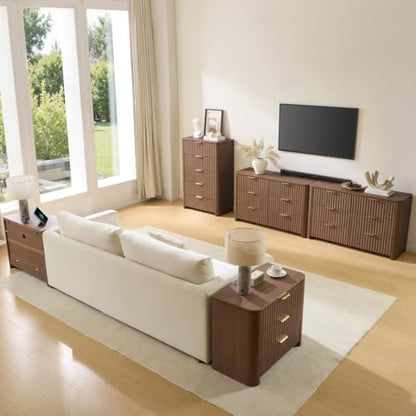 Fluted 6 Drawers Dresser for Bedroom-47.3" Wide Wooden Chest of Drawers, view 4