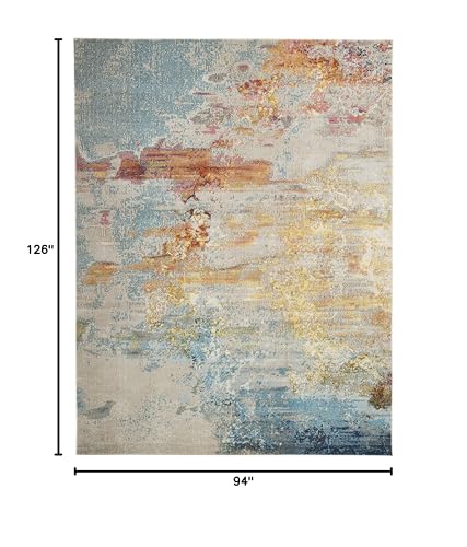 Home Celestial Sealife 7'10" x 10'6" Area Rug - Easy Clean, Non Shedding, Bed Room, Living Room, Dining Room, Kitchen (8' x 11')
