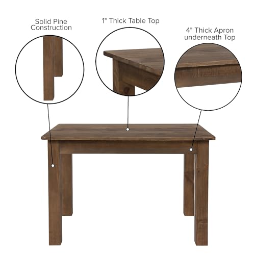 HERCULES 46" x 30" Rectangular Antique Rustic Solid Pine Farm Dining Table