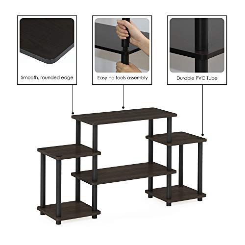 Turn-N-Tube No Tools Entertainment TV Stands, Dark Brown/Black