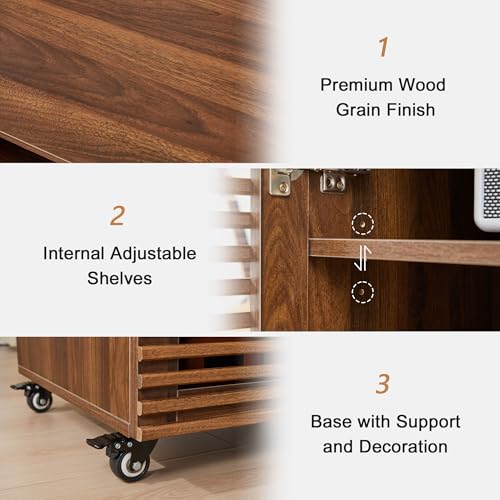 5-Tier AV Media Cabinet with Grille Door & Adjustable Shelves, view 6