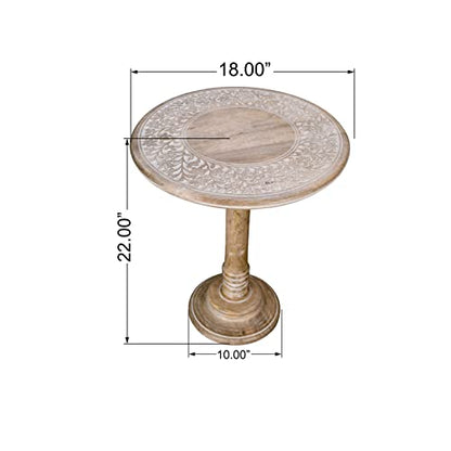 Wooden End Table 18x22 White Wash Small Side Table for Living Room | Nightstand, Bedside Table, Entry Table for Magazines, Books & Plants